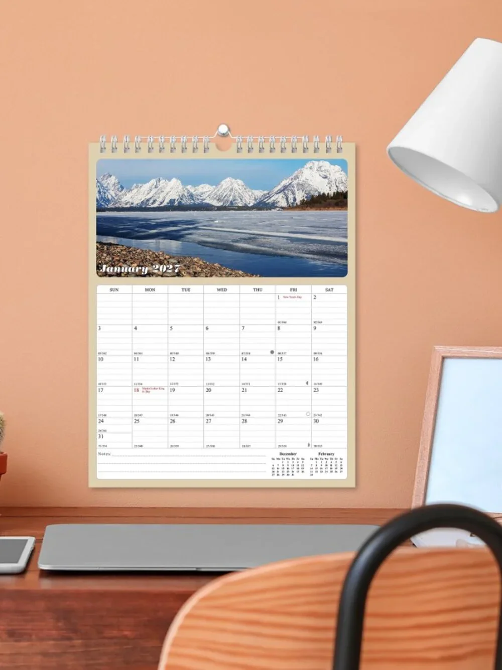 2027 Wall Calendar Spiral-bound Twin - 12 Months Planner 8.5
